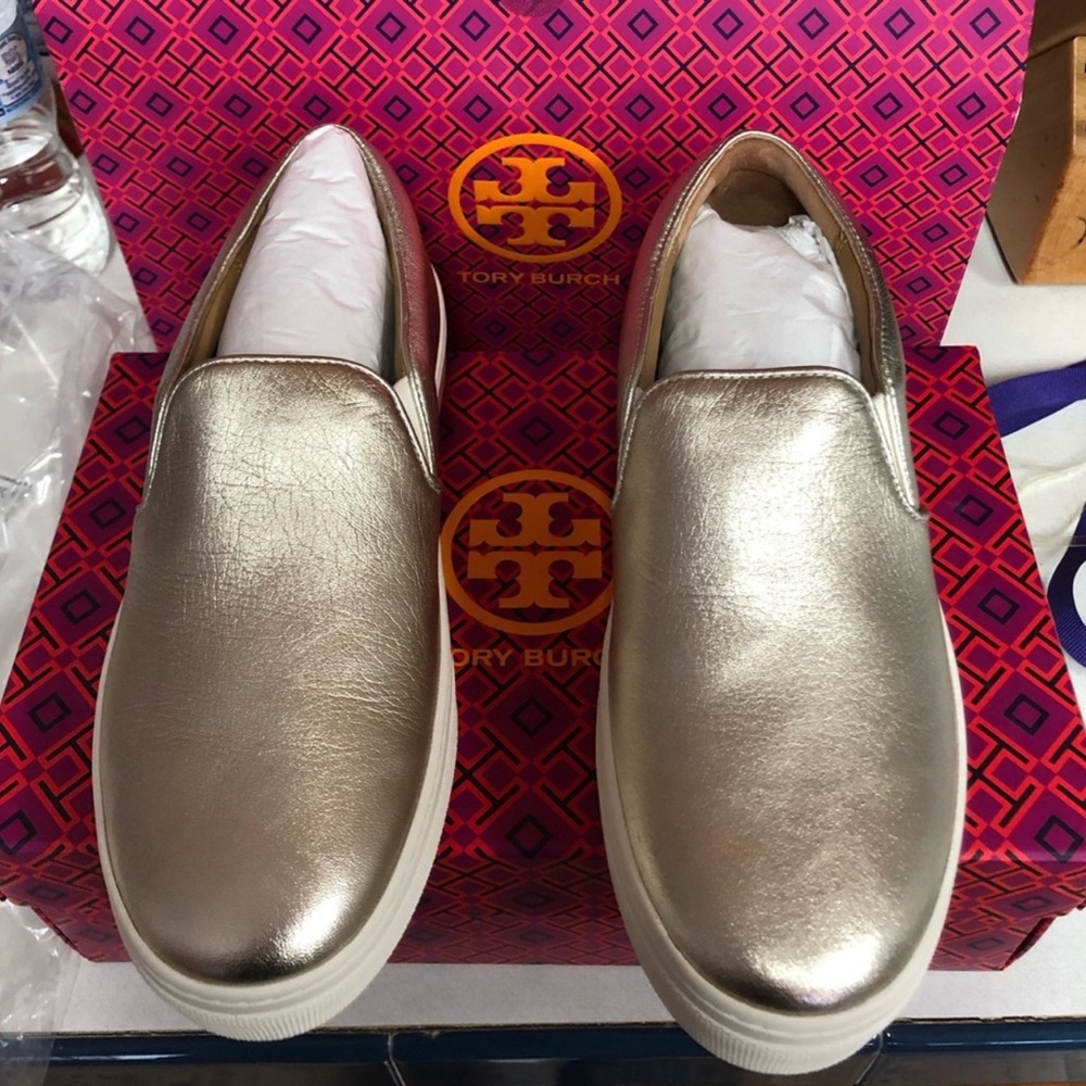 Tory Burch Gold Slip-On Shoes